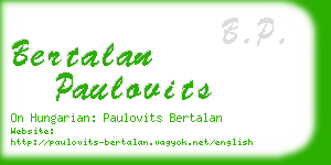 bertalan paulovits business card